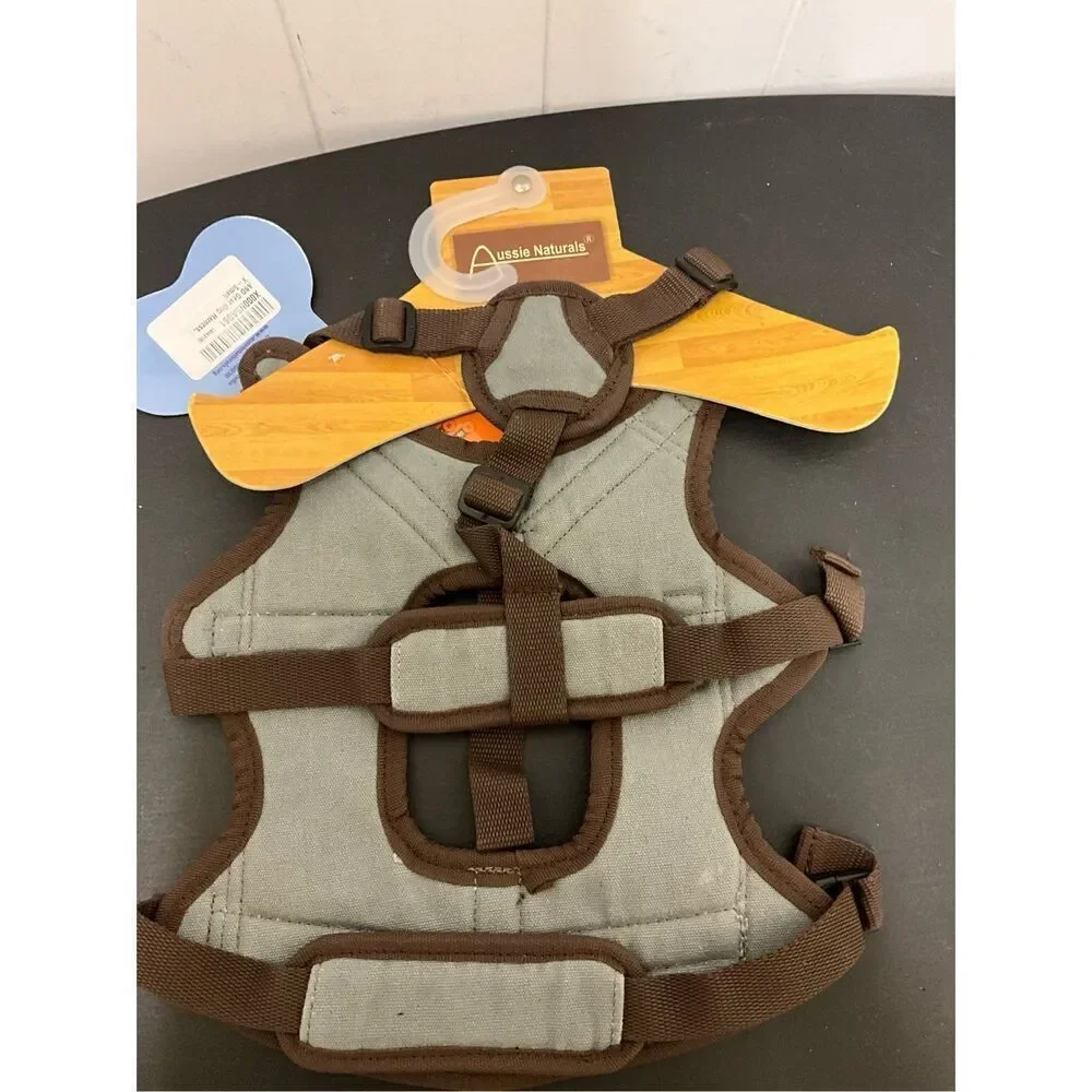 Brand New Aussie Naturals Size XS Light Blue Black Dog Harness Padded Straps